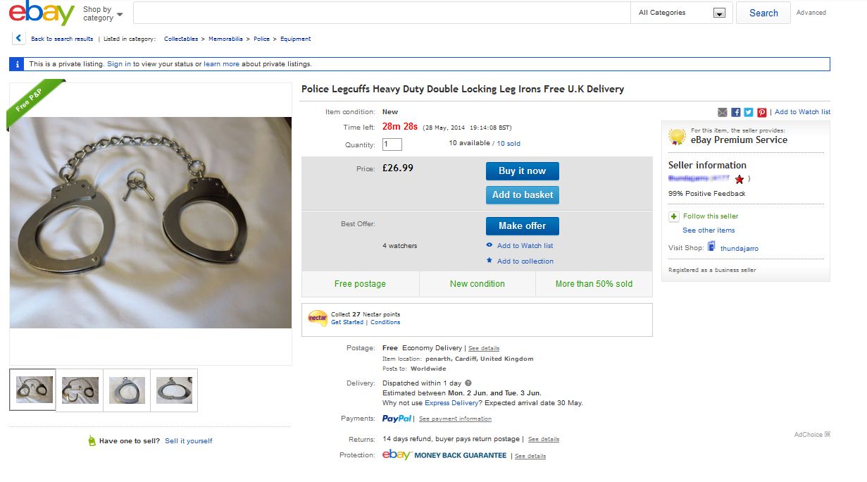 leg cuffs ebay
