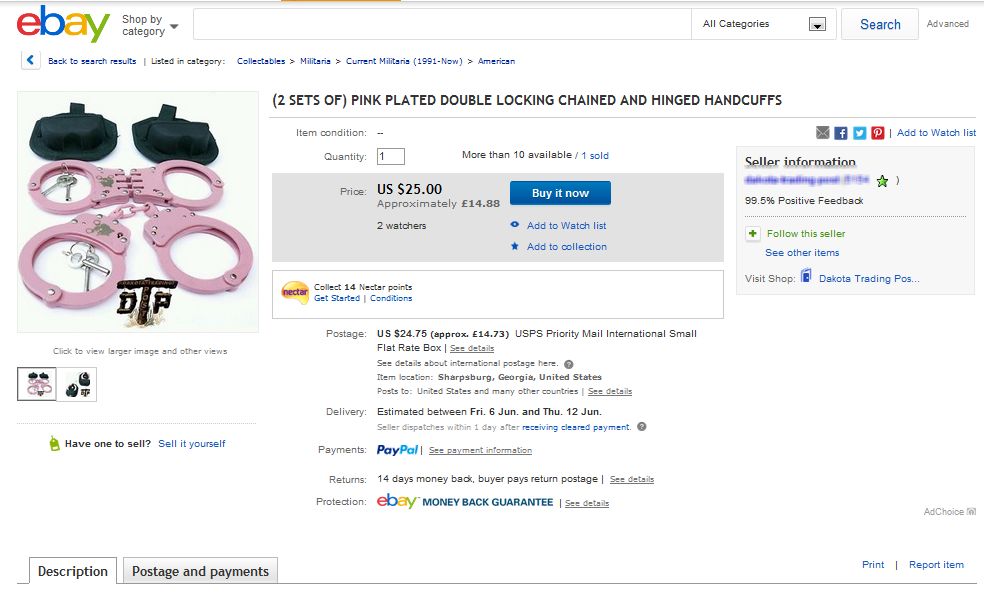 pink cuffs ebay